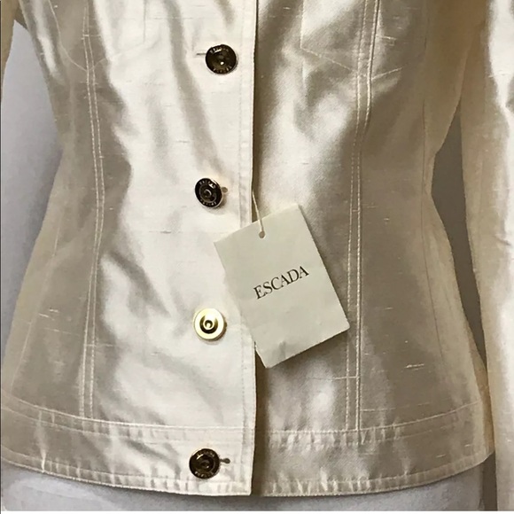 Escada Women’s Ivory Jacket Blazer Gold Buttons 8 - Picture 6 of 8